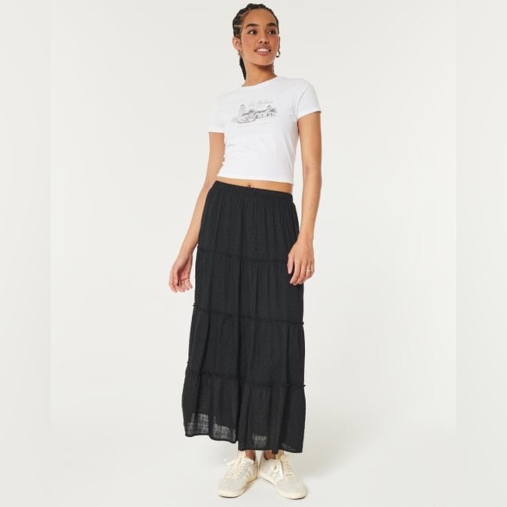 Hollister Black Tiered Maxi Skirt
